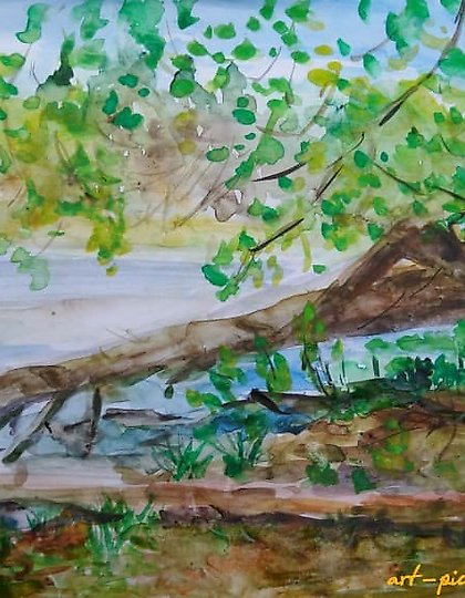 购买 破碎的树 木材,水彩