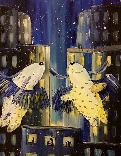 купить Дуэт Холст на картоне, акрил, лайнер 