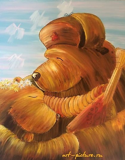 купить Мишки Холст на подрамнике, акрил, лайнер 