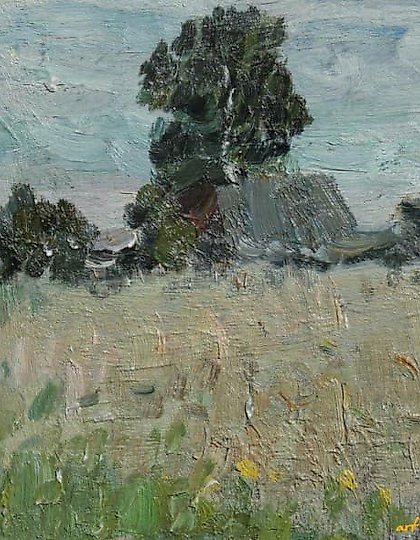 购买 乡村风景。纸板，油画。28 x 21 厘米。