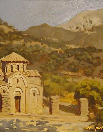 купить Византийская церквушка в горах. масло, оргалит