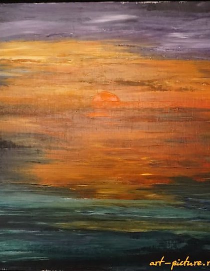 购买 日落 油画，画布