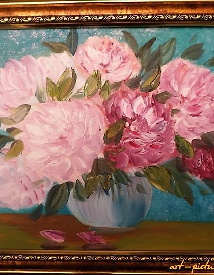 купить Пионы масло, картон 