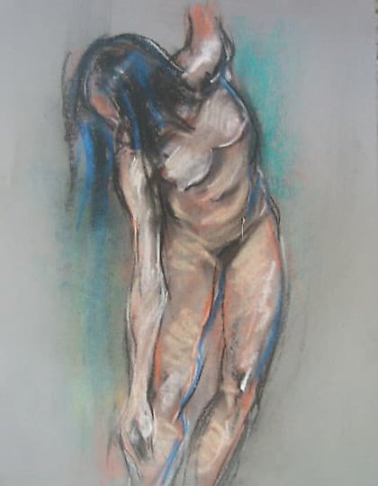 购买 倾斜的裸体粉彩，纸张