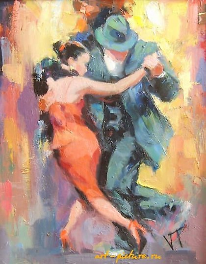 购买 舞动的双人油画，画布