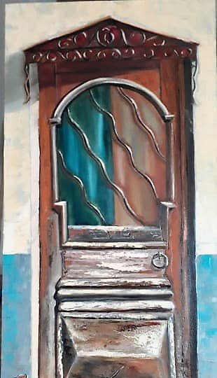 buy "Old door with a canopy in Tbilisi. Oil, canvas on stretcher."