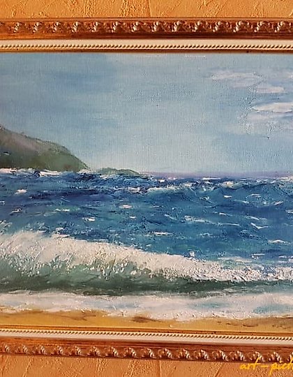 buy The translation of the text is: "Sea Canvas on cardboard, oil."