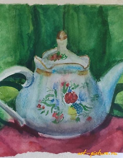 buy The translation of "Чайник Акварель" into English is "Watercolor Teapot."