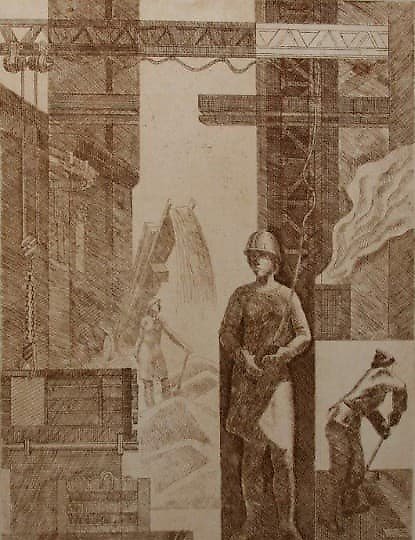 购买 涂装车间。农机厂（系列之一）。纸上，棕褐色。42 × 29 厘米。