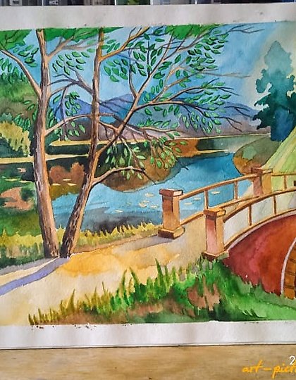 购买 秋天在公园 水彩,纸张