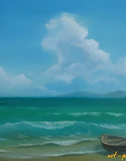 购买 船在岸边 油画 画布