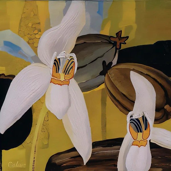 Белые орхидеи, 1999, акрил на холсте, 100x120, $3000