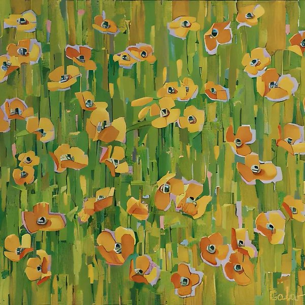 Жёлтые цветы, 1999, акрил на холсте, 100x120, $3000