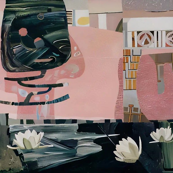 Цветы, плывущие по реке, 1999, акрил на холсте, 100x140, $4000