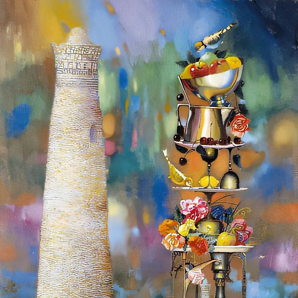 塔楼，1999年，布面油画，80×60
