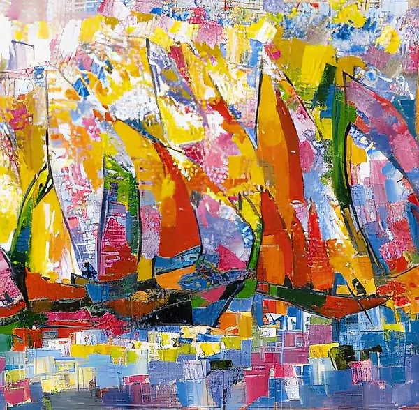 Парусный ветер, 1998, холст, масло, 50х100