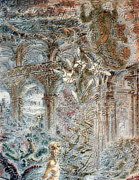 小溪，1999年，布面油画，混合技法，100x80