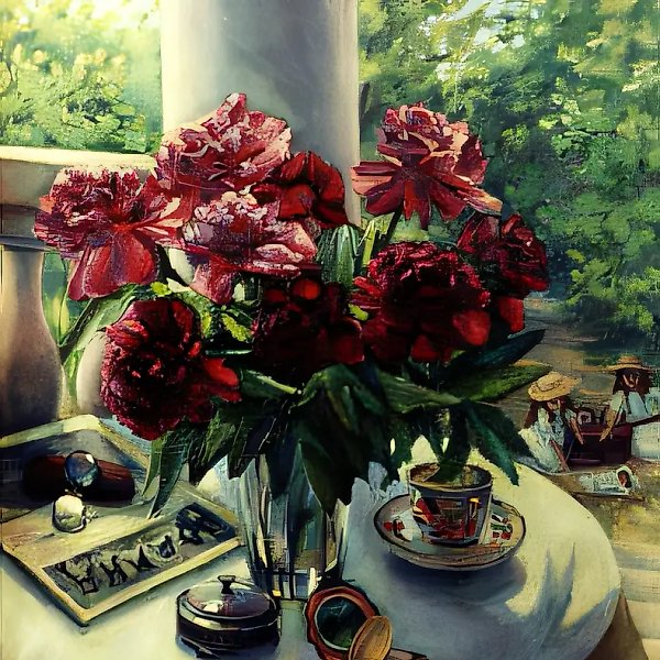 Dacha Still Life with Peonies, 2000, canvas, oil, 80x70