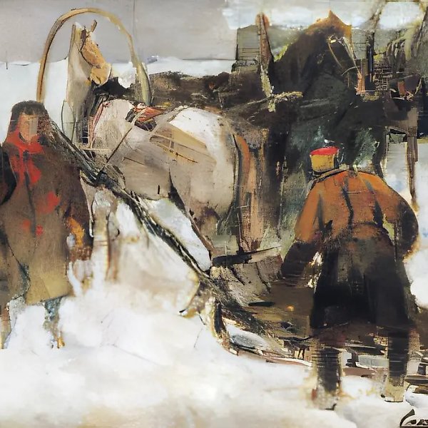 Winter. In a Village., 1939, oil on canvas, 58x96