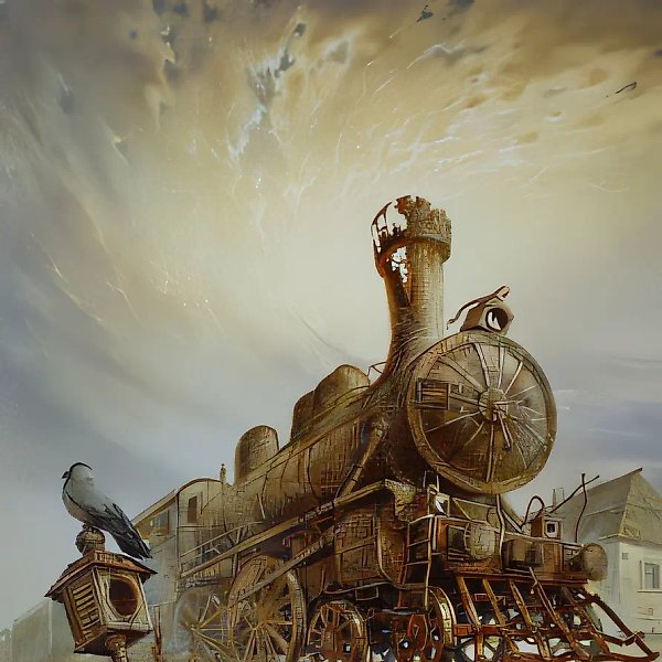 《蒸汽机车系列》。在侧线。1999年，布面油画，80x60厘米。私人收藏。俄罗斯。