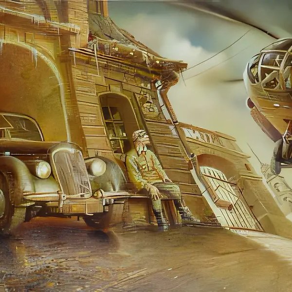 省城居民穆欣的梦，1999年，布面油画，80x140厘米。私人收藏。伦敦。