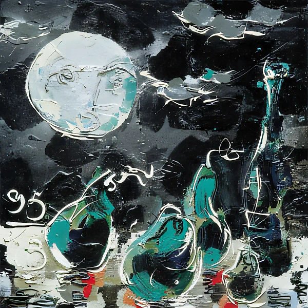 Pears under Moon, 1995, oil on canvas, 95x90