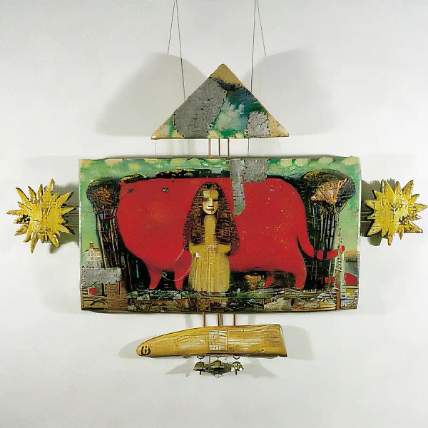傍晚散步,1998年,布面丙烯,金属,70×80