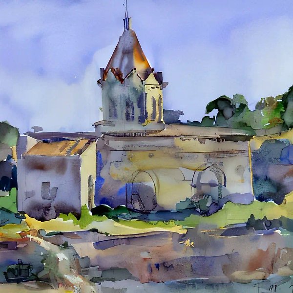 Армянская церковь, 1998, акварель, бумага, 28x34, $500. Собственность автора