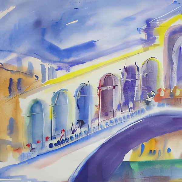 Venice. Immersion into a Myth. Rialto Bridge, 2000, water-color, 50х36, $700