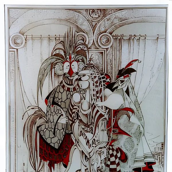 Птица в клетке. Серия «Маски и костюмы», 1999, цветная тушь, бумага, перо, 60x50, $1200