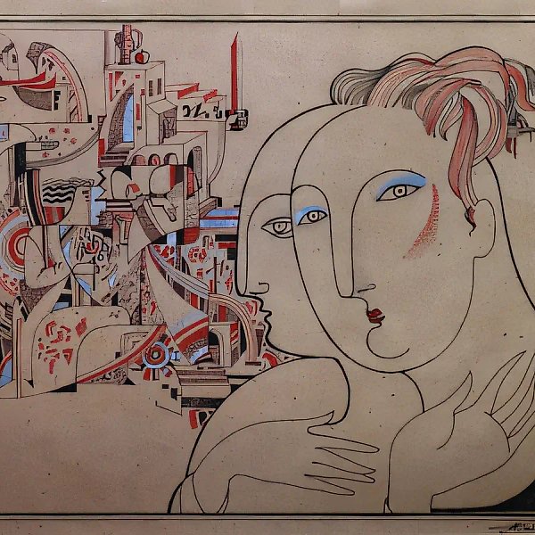 Начало истории. Свидетели, 1999, цветная тушь, бумага, перо, 36x45, $500
