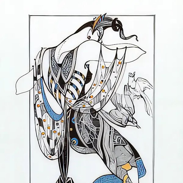 Birds-II. Series "Masks and costumes", 2001, ink, paper, pen, acrylic, 40х30, $180