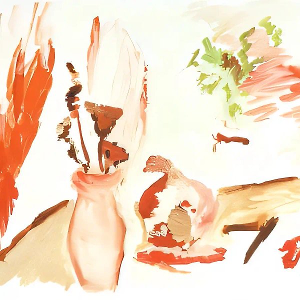 Натюрморт в красных тонах, 1999, доска, гуашь, 30x40