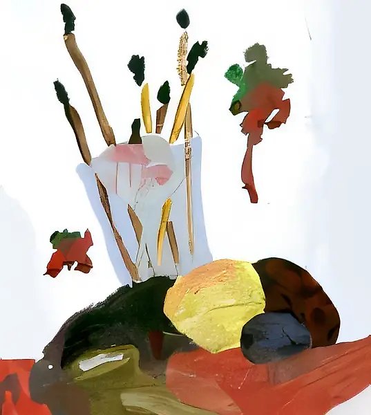 Натюрморт. Кисти и фрукты, 1999, доска, гуашь, 45x30