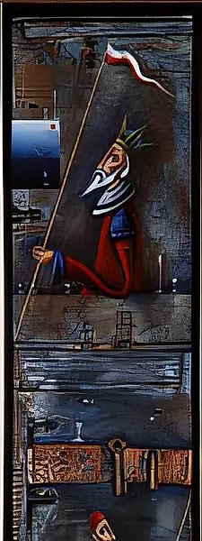 From series "Chess", 2001, oil on wood, 112x38