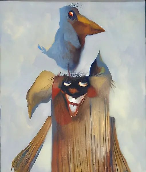 Внезапная радость встречи с синей птицей, 2001, масло на холсте, 40x70, $700