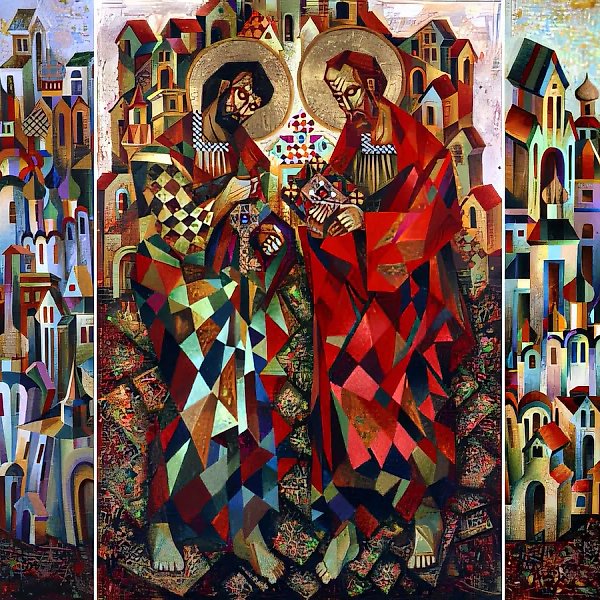 Святой Петр и Святой Павел. Триптих, 1994, холст, масло, 100х36, 100х80, 100х36 Частная коллекция. США