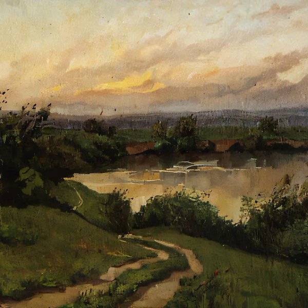 А. Оranskaya. By Zvenigorod. Sunset on the Moskva-river, 0, oil on canvas, 35х50