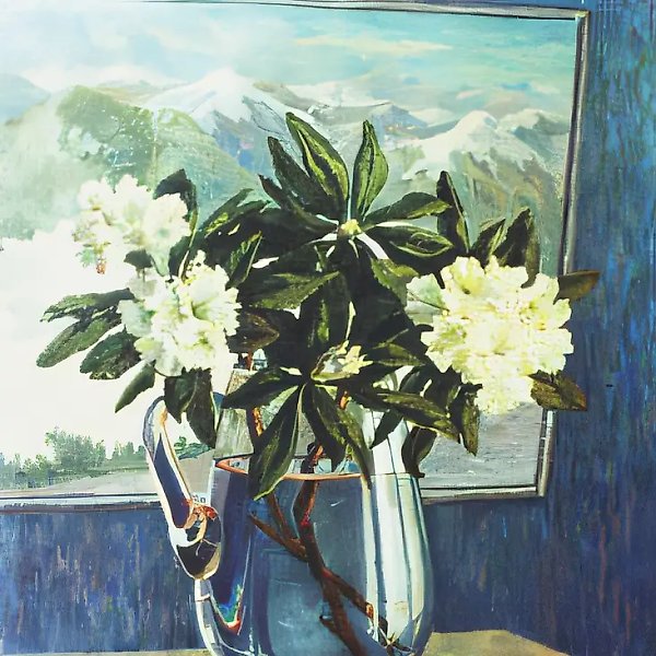 А. Оranskaya. Rhododendrons, 0, oil on canvas,   Privat collection. Russia