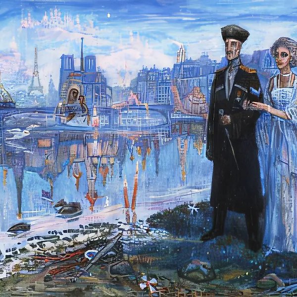 Д.Небогатов. Русская Атлантида. Портрет барона Врангеля, 1999, холст, масло, 90х150, $930
