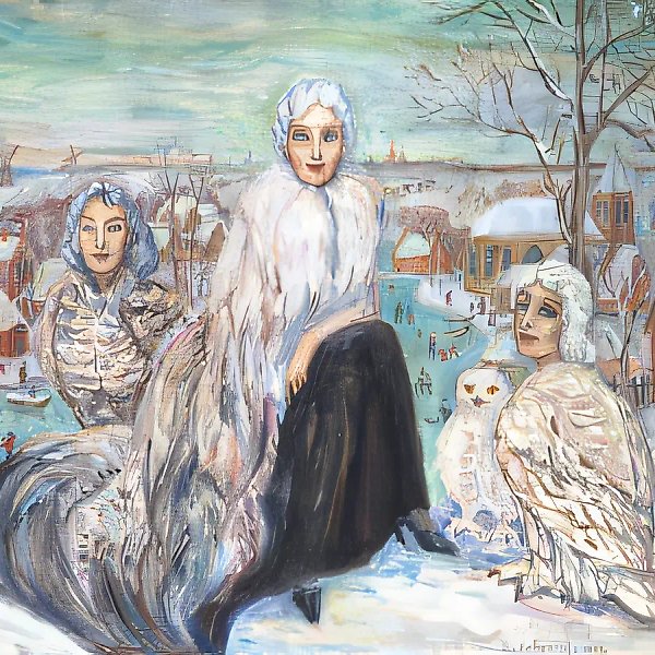 Д.Небогатов. Совы на снегу, 1999, холст, масло, 60х80, $460