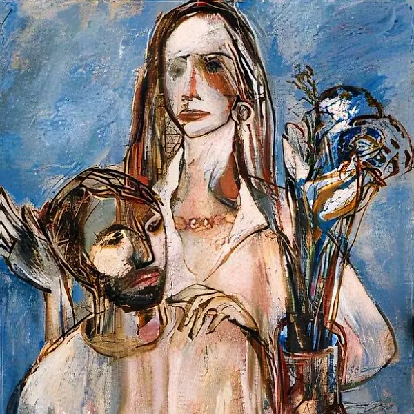 Двойной портрет, 1987, масло на холсте и картоне, 150x80. Собственность автора