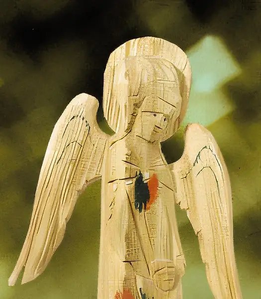 Ангел-хранитель, 1991, дерево, резьба, 14x12x3,5