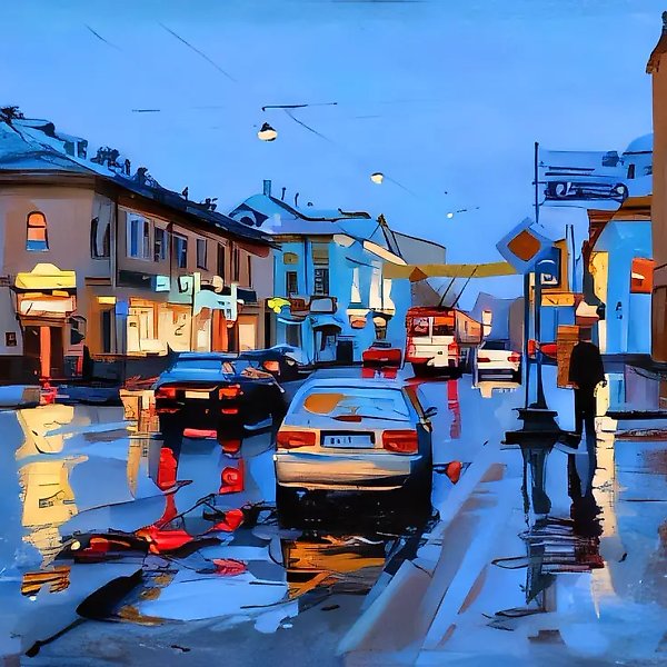 Сретенка. Дождь, 2005, масло на холсте, 22x35