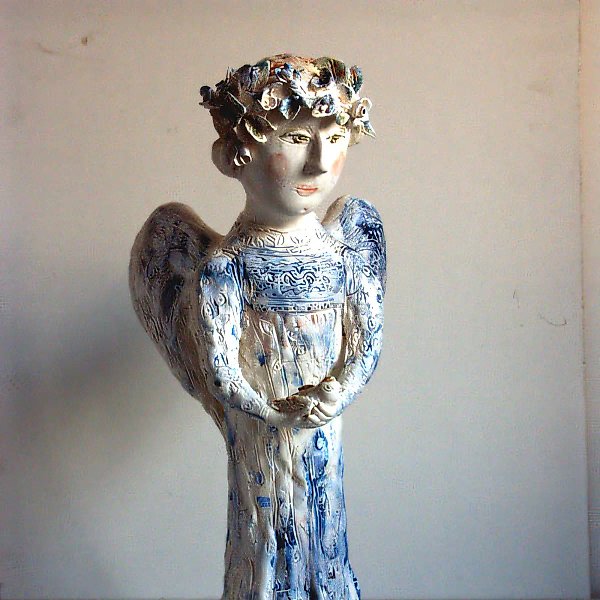Angel in Blue, 2004, English faience, height 44 cm