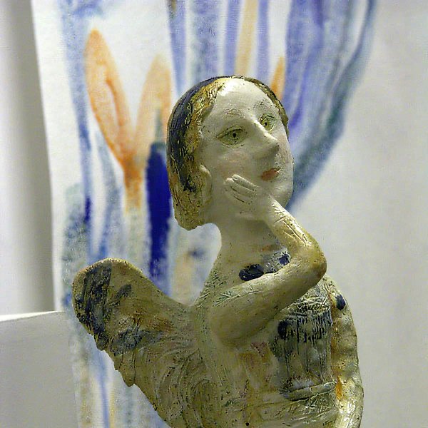Pensive Angel, 2005, English chamotte, height 42 cm