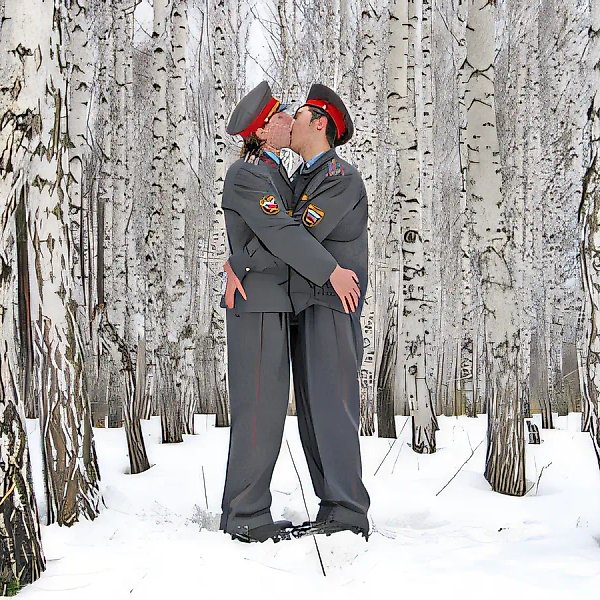 Kissing Militiamen (The Era of Mercy), 2005,  , 75×100