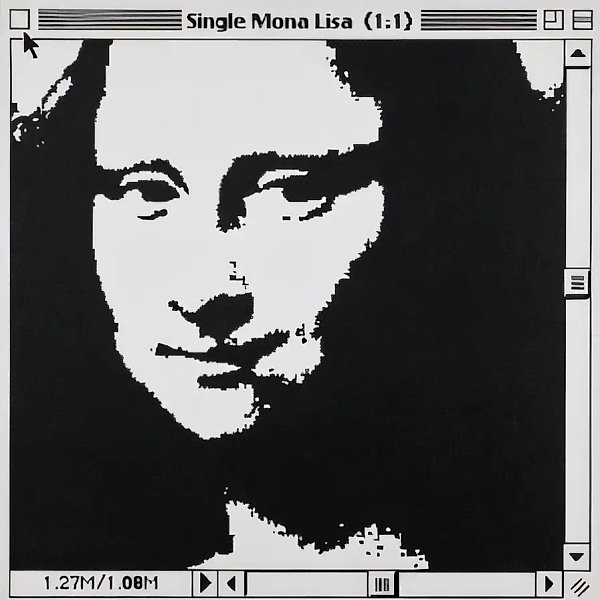 Single Mona Lisa (9 works), 1996, acrylic and silkscreen on canvas ever, 60 x 60 cm