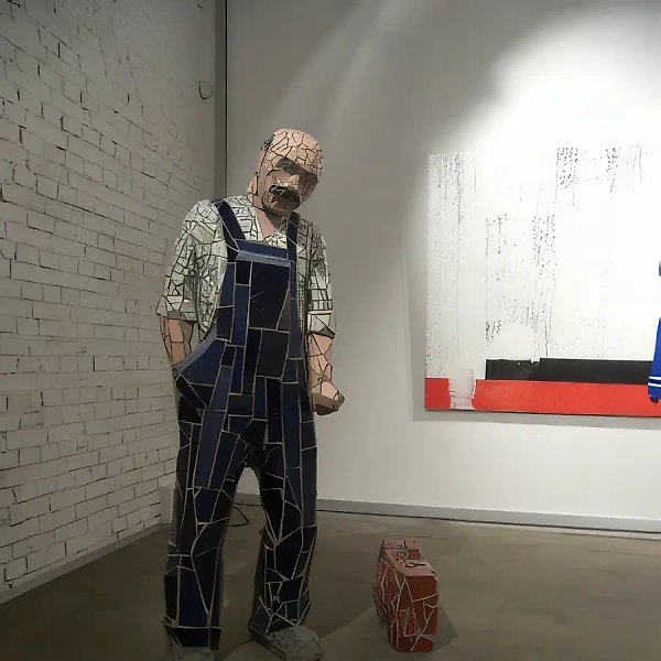 Сантехник Толя, 2004, плитка, цемент, монтажная пена, 175x80x60 см