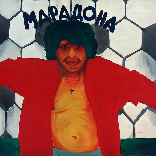 Марадона. Чемпион мира, 1987, масло на картоне, 74x101 см. Коллекция Rīgas Galerija
